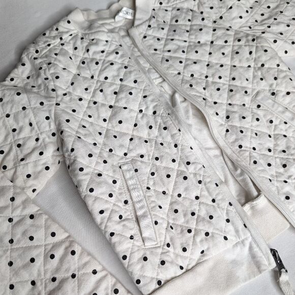 Girls White Polka Dot Quilted Jacket - Picture 6 of 6